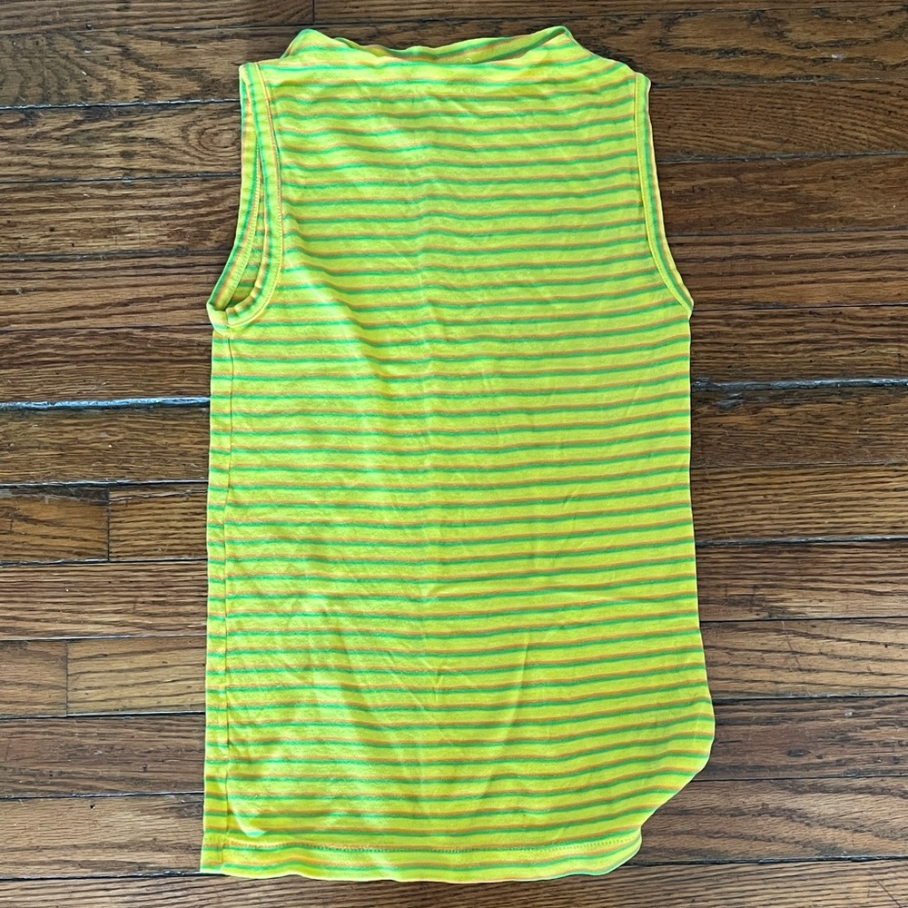 Vintage Neon Green Striped Tank Top